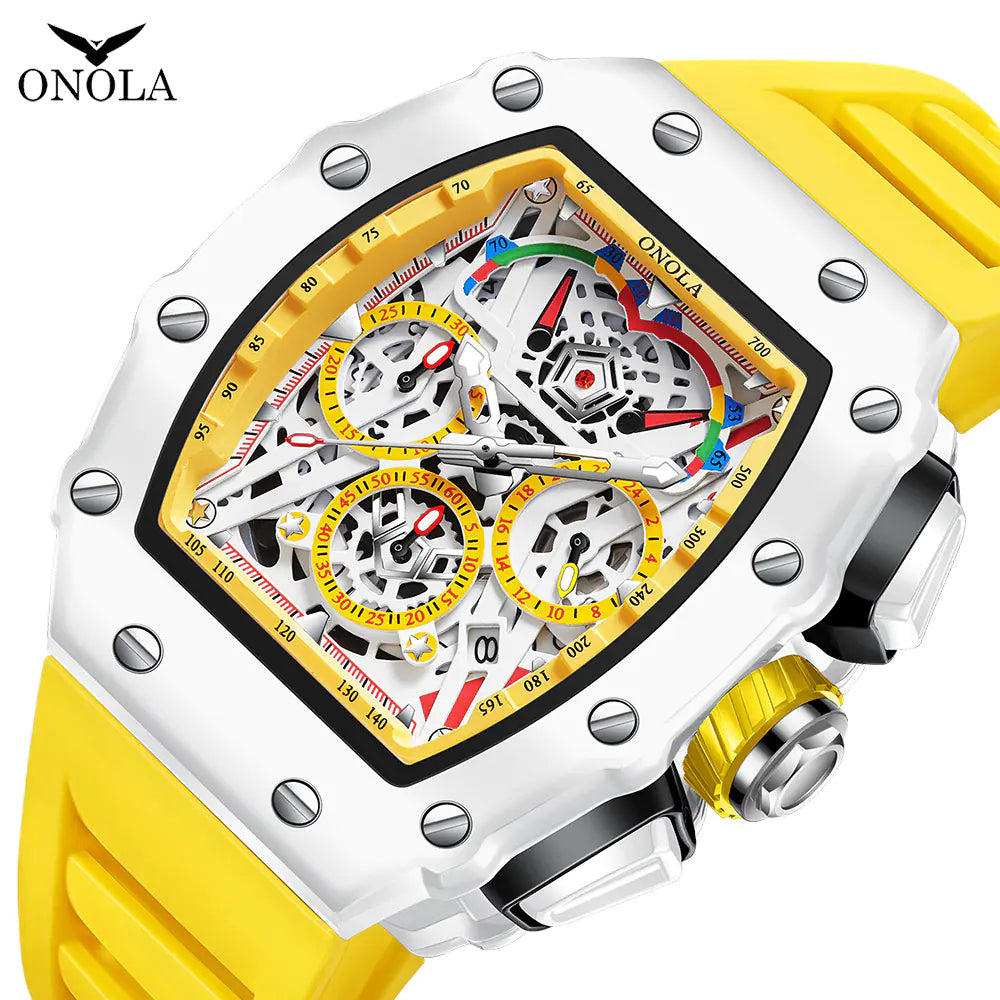 ONOLA Stylish Waterproof Quartz Men's Watch with Silicone Band